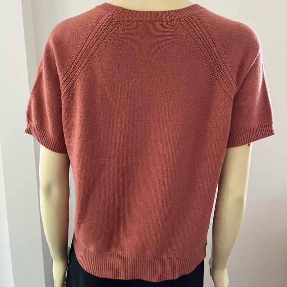 Peserico Tricot Women’s Short Sleeve Wool Silk Cashmere Sweater Blouse Top L - Picture 10 of 16